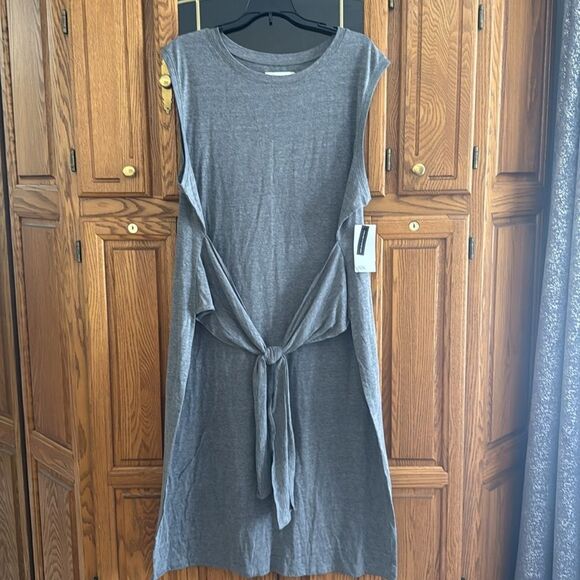 Nordstrom Rack Grey Sleeveless Waist Tie Knit Midi Dress - Picture 3 of 8